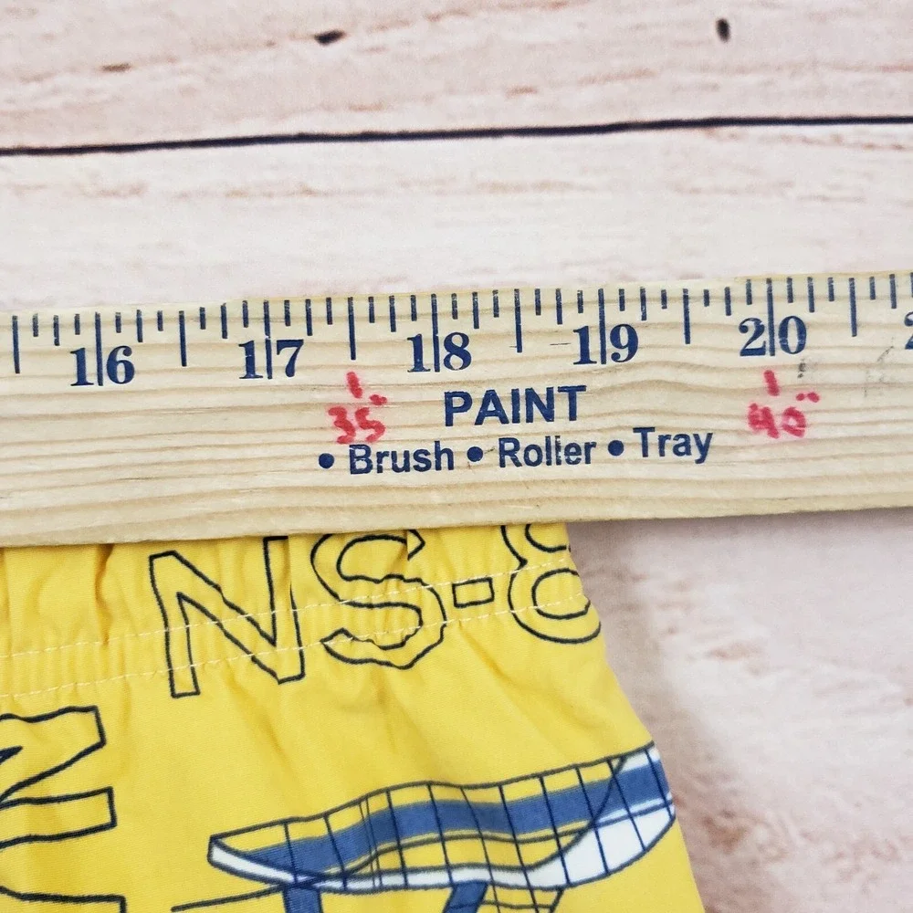 VINTAGE Nautica Swim Trunks‎ Mens Large Yellow Blue Short Sail Boats Adult 90s
